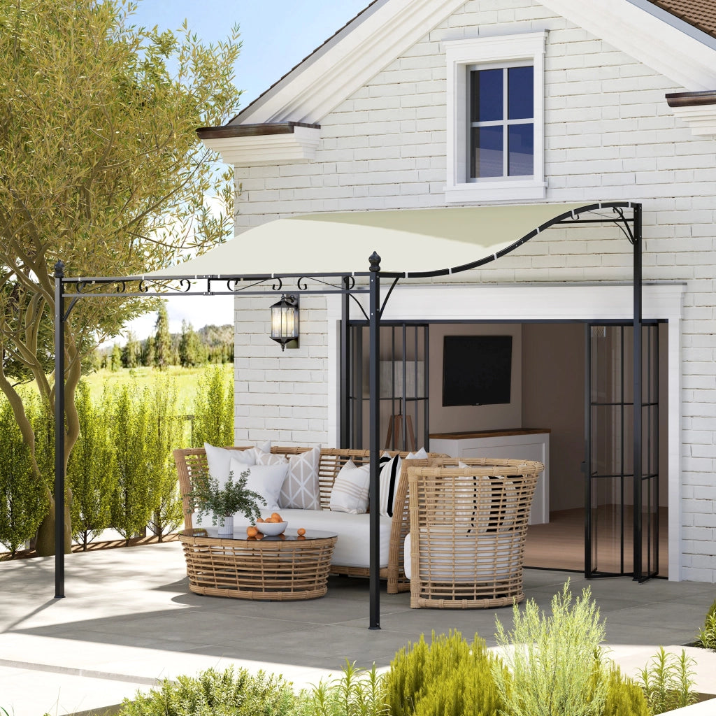 Pergola da parete 3x2,5 m ¨C zephmum ¨C crema, metallo, 300x250x250