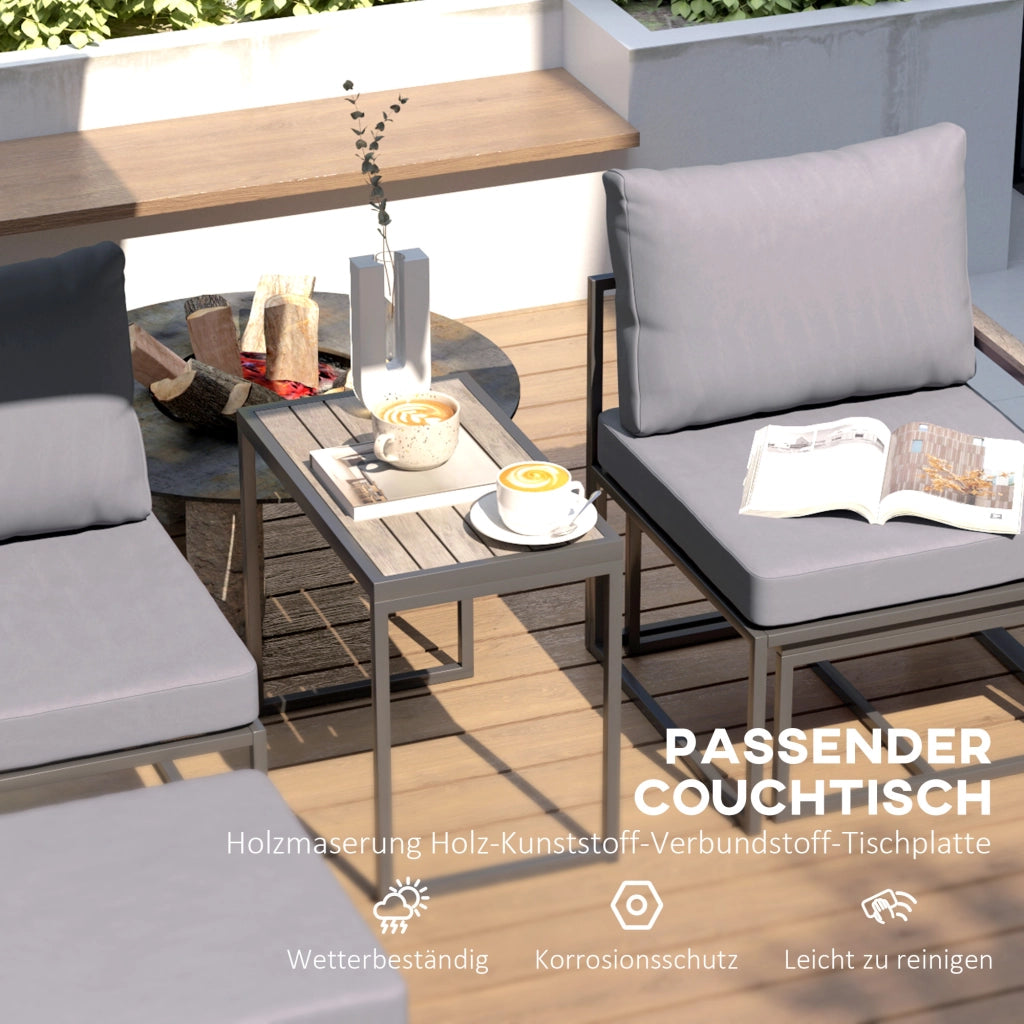 Set Divano da Giardino 2 Posti con Tavolino e Cuscini ¨C Zephmum ¨C Grigio Polyrattan
