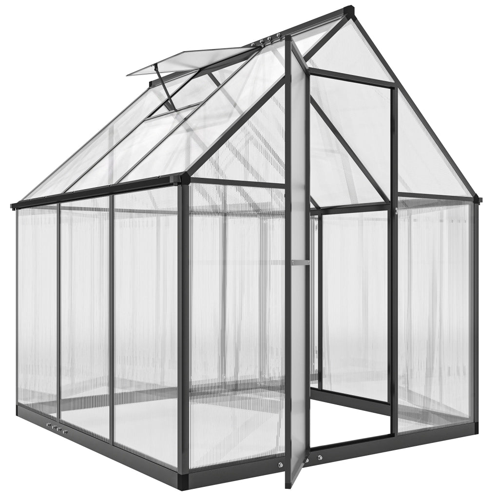 Serra da giardino in alluminio e policarbonato ¨C zephmum ¨C trasparente con finestra regolabile e porta battente