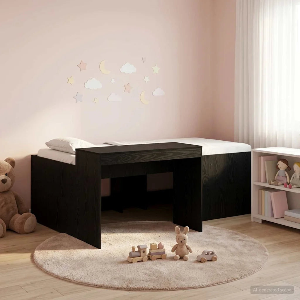 Letto alto per bambini con scrivania Nero 90 x 200 cm 3422652