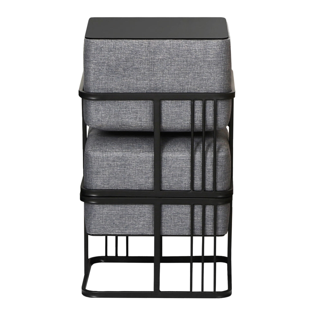 Set 2 Pouf TAS Reversibili Impilabili Seduta Imbottita e Piano Rigido Rettangolare 38x38x38 cm Grigio Scuro [en.casa]