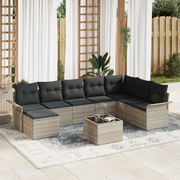 Set divano da giardino 9 pezzi con cuscini Rattan grigio
