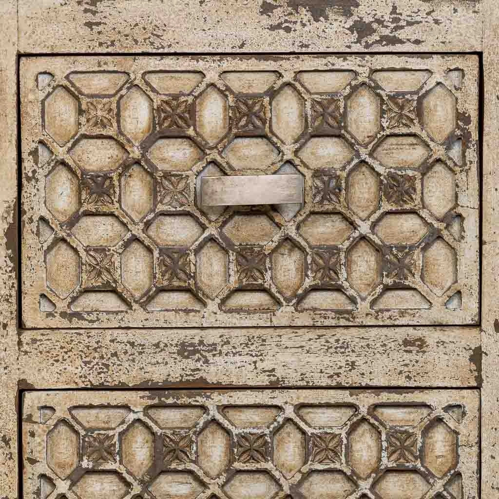 Comodino in legno fatto a mano, Beige, 45x35x60h cm