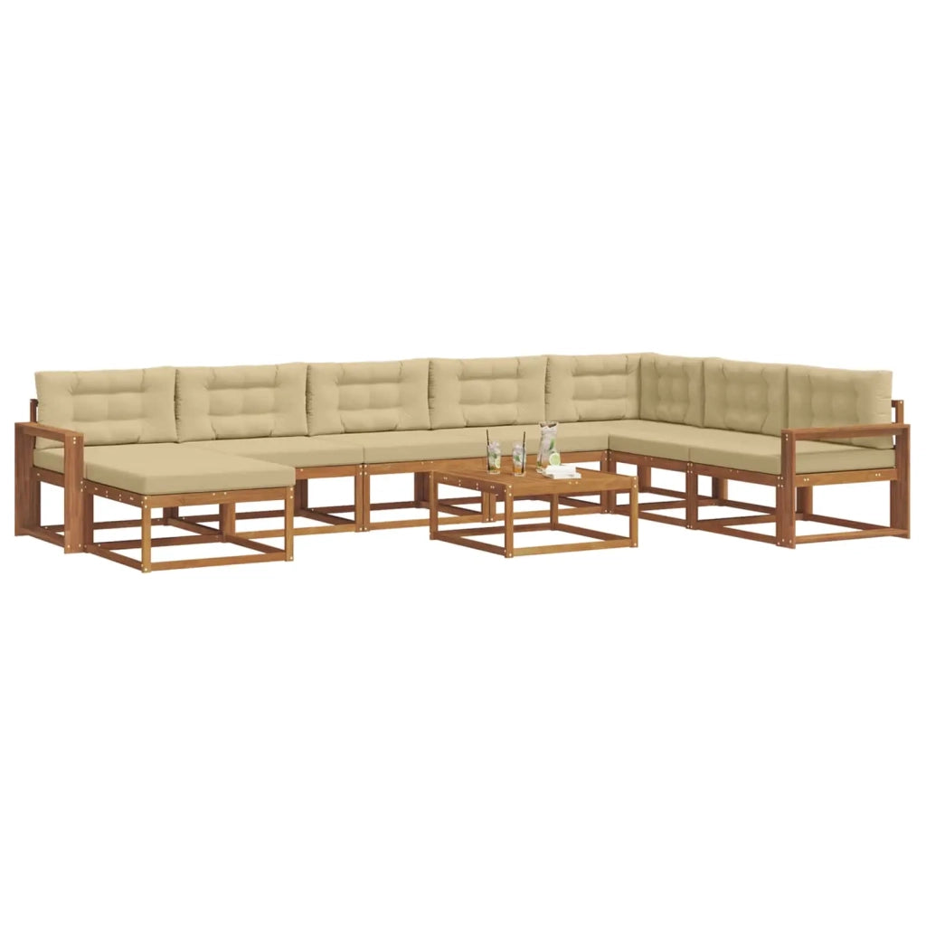Set di divani da esterno con cuscino 9 pcs Naturale e Beige 3368041