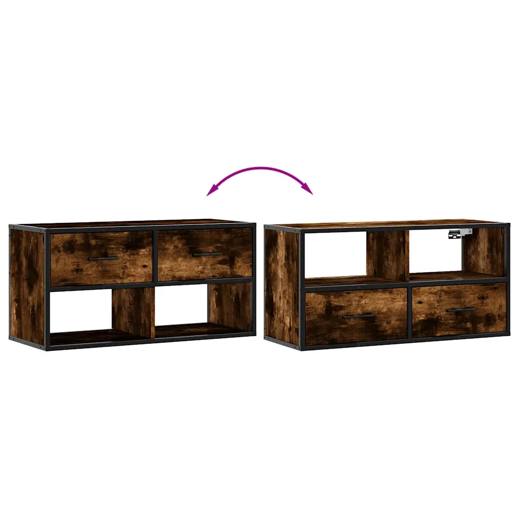 vidaXL Mobile TV Rovere Fumo 80x31x39,5 cm Legno Multistrato e Metallo