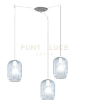 SOSPENSIONE CROMO 3 LUCI SPOSTABILE VETRI BLU 1181CR-S3 S-BL