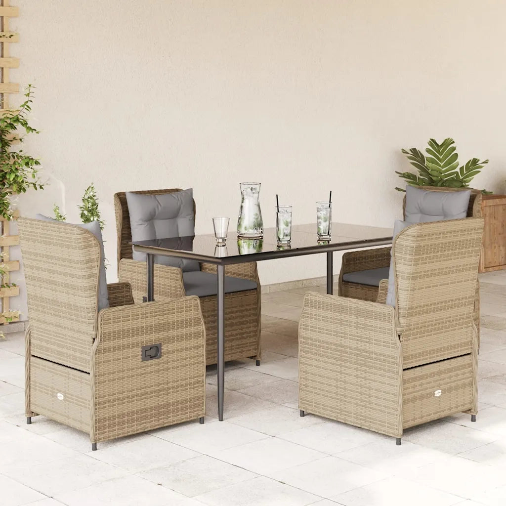 vidaXL Set da Pranzo da Giardino 5 pz con Cuscini Beige in Polyrattan