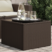 Tavolo da Giardino Piano Vetro Marrone 55x55x37 cm Polyrattan 366207