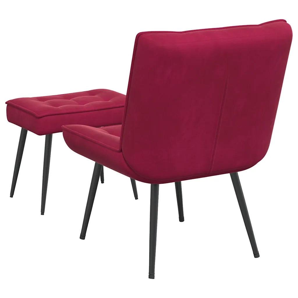 Divano Sedia-Poltrona Relax con Poggiapiedi Rosso Vino in Velluto 354361