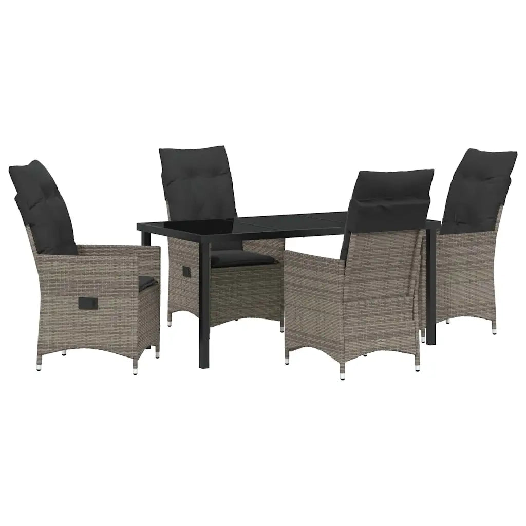 Set da Pranzo per Giardino con cuscino 5 pcs Grigio polyrattan 3379551