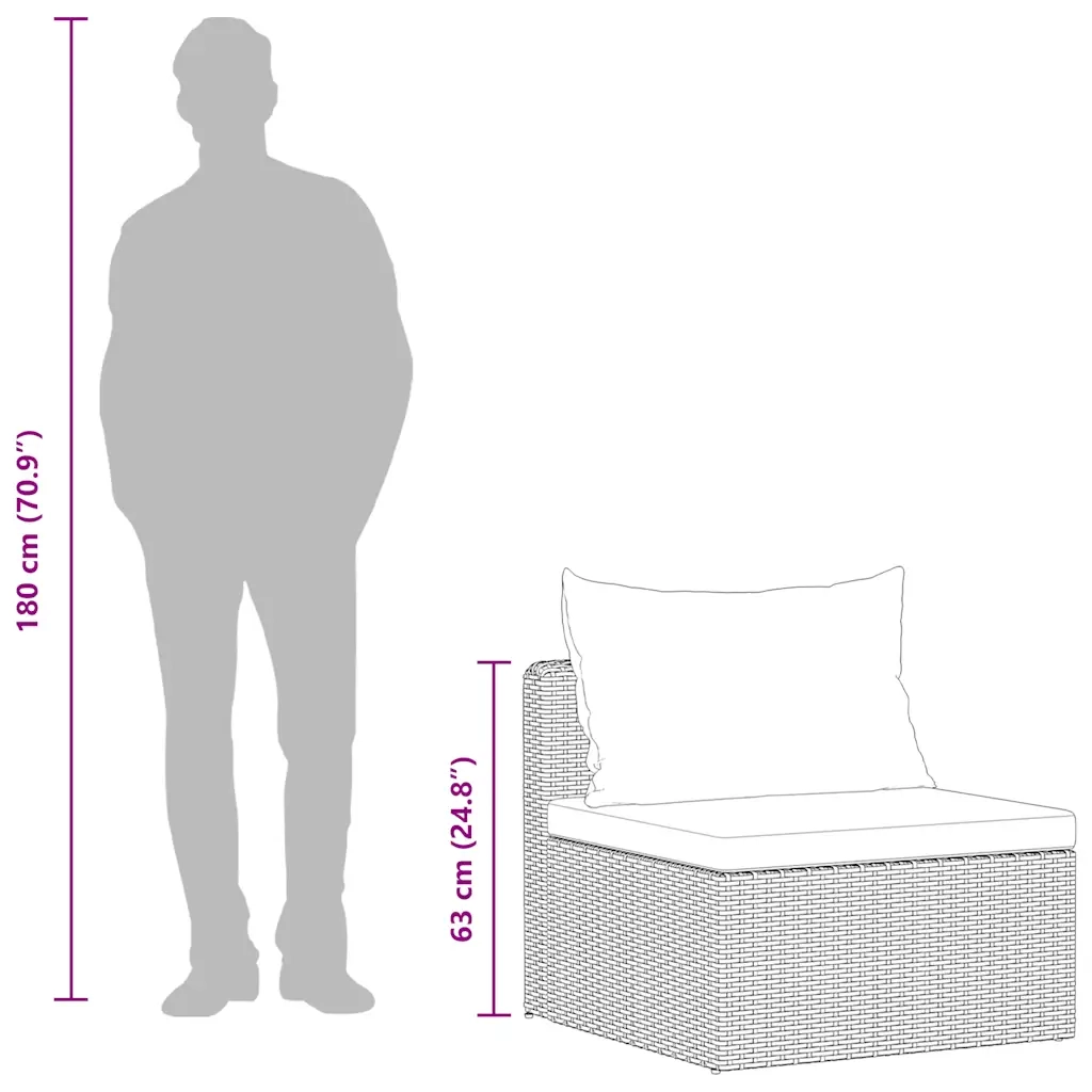 Set Divani da Giardino 4 pz con Cuscini in Polyrattan Grigio 44723