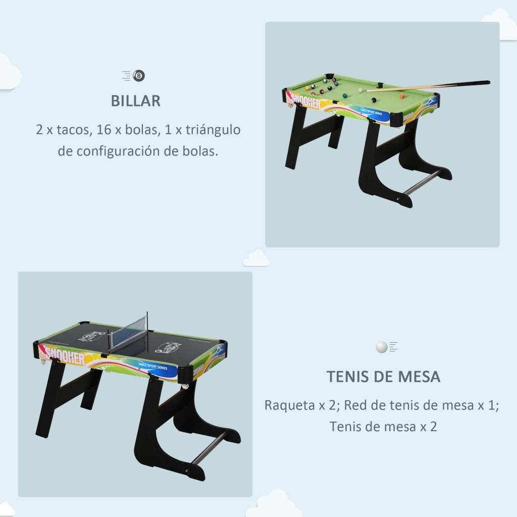 Tavolo Multigiochi Pieghevole con Calciobalilla, Hockey, Biliardo e Ping Pong ¨C zephmum ¨C 86.5x43.5x64 cm