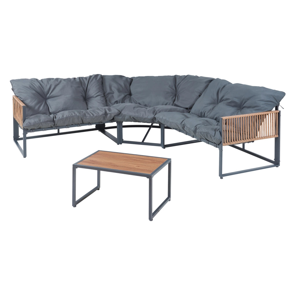 Set Salottino per Esterno Karg Divano Modulare a 3 pezzi e Tavolino con Piano in SPC Rovere Mobili da Giardino - Grigio