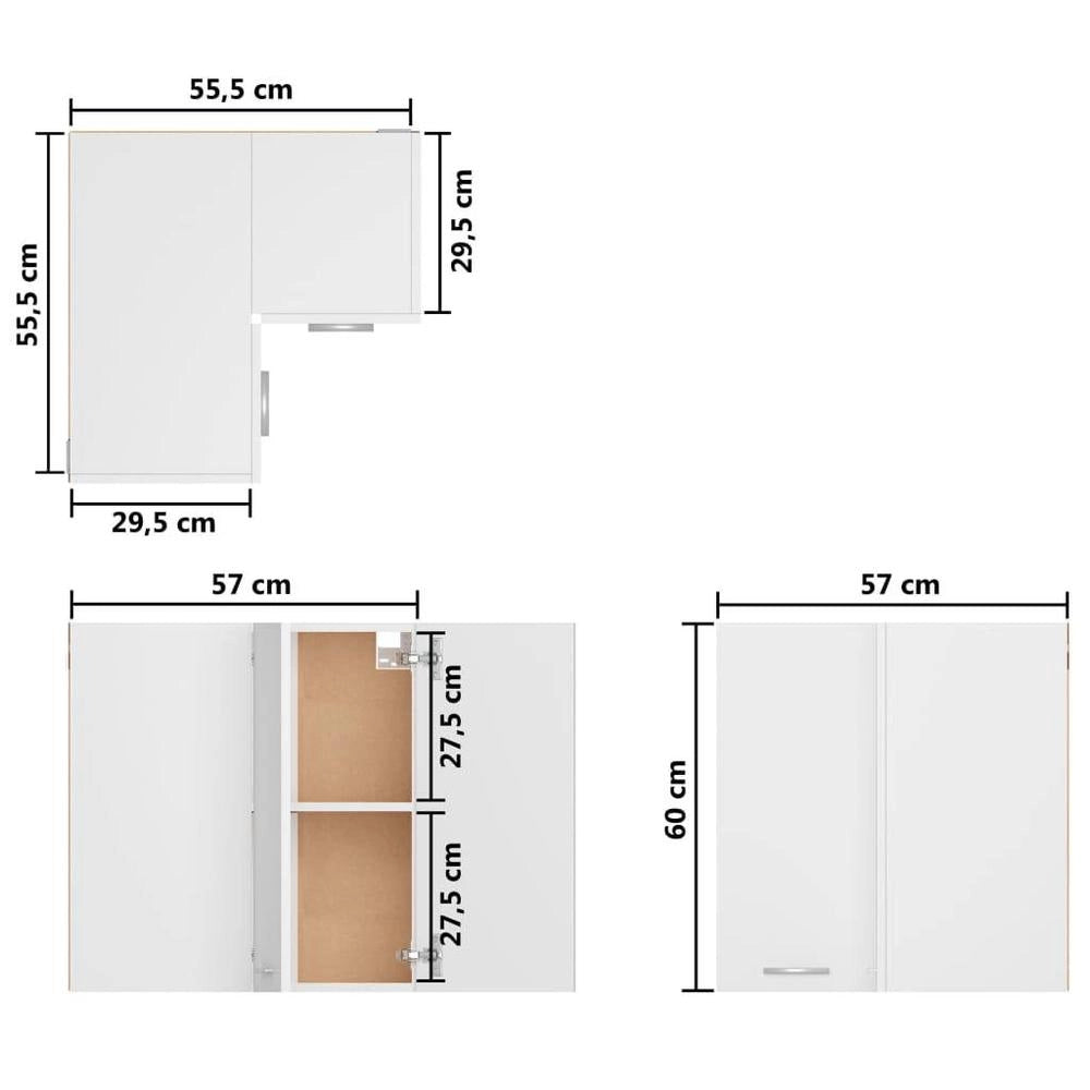 Corner Wall Cabinet Lyon White 57x57x60 Cm Wood-based Material