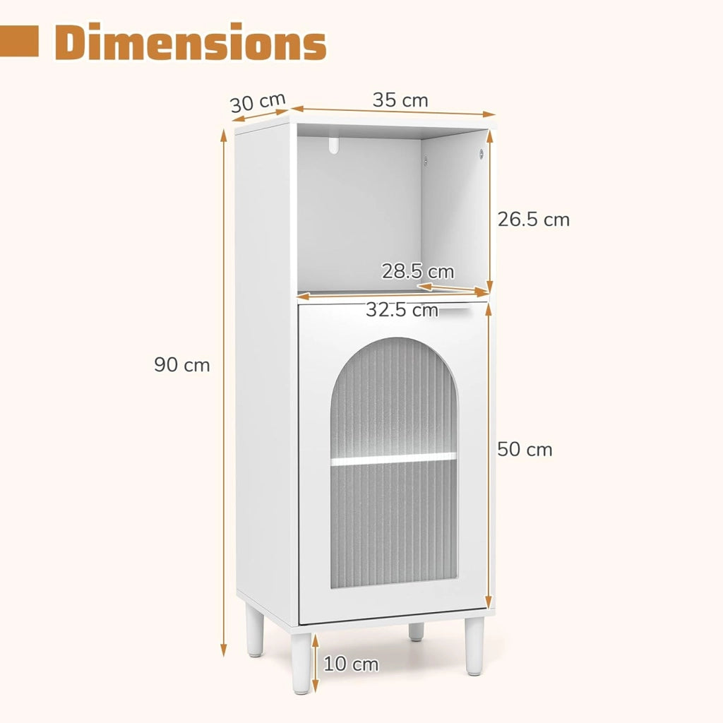 Armadietto da bagno con porta e ripiano, armadietto da bagno sottile, per piccoli spazi, soggiorno, cucina, 35 x 30 x 90 cm