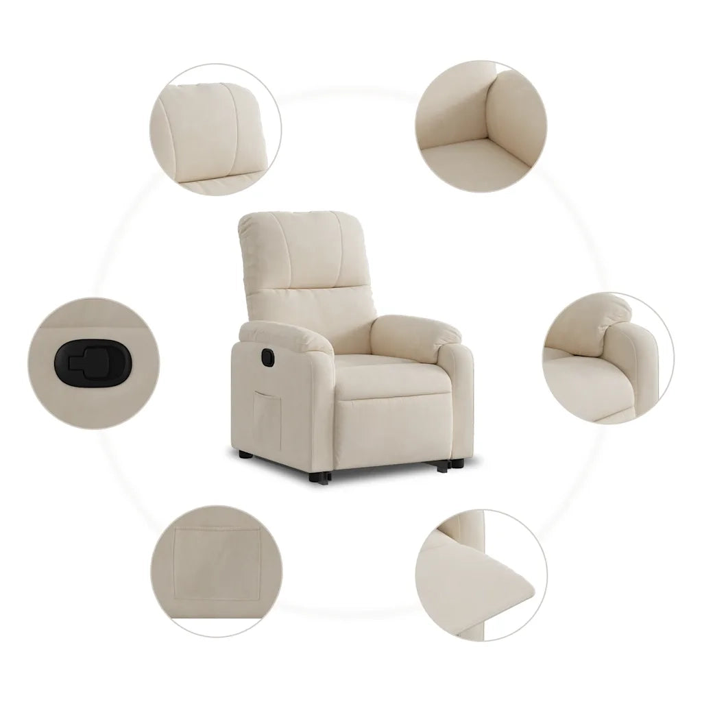 Poltrona Alzapersona Reclinabile Beige in Tessuto Microfibra 3204934