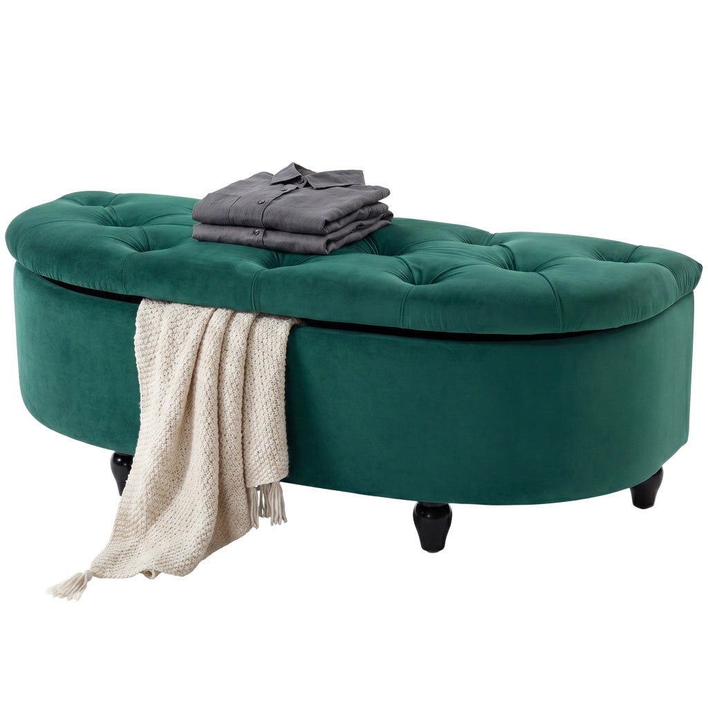 Panca contenitore imbottita con coperchio soft-close - Xylo - velluto grigio scuro 120x46x42 cm