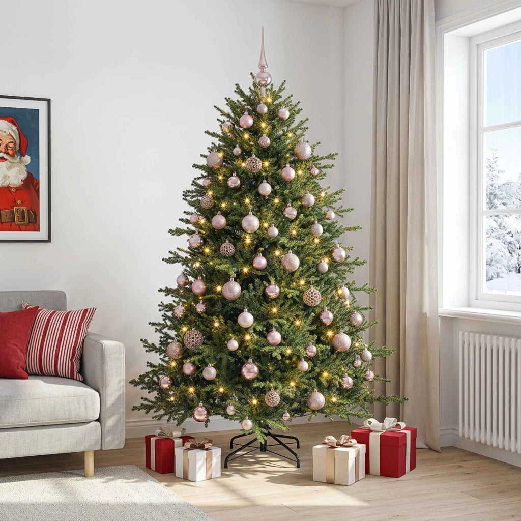 Albero di Natale artificiale con palline 210 cm 300 LED 3466694