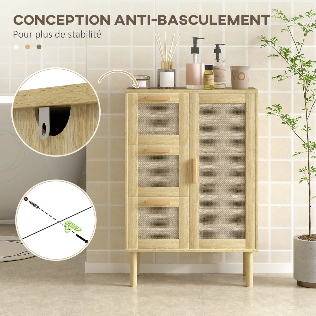 Armadio con cassetti e ripiani ¨C zephmum ¨C rotin tessuto, bianco, 55x30x82 cm