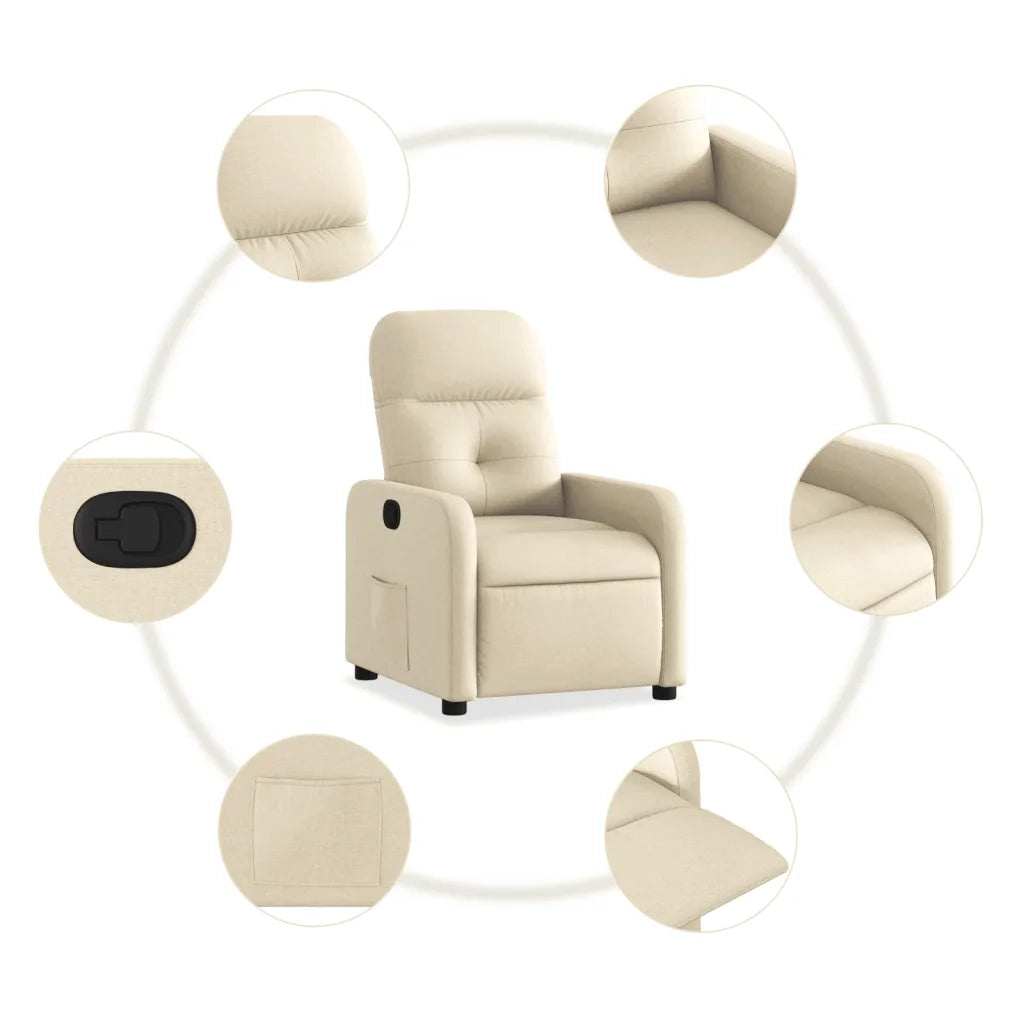 Divano Sedia-Poltrona Reclinabile in Tessuto Crema 474221