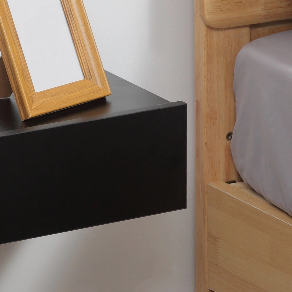 Set 2 Comodini Sospesi 1 Cassetto 40x30x15 cm in Legno Truciolare Nero