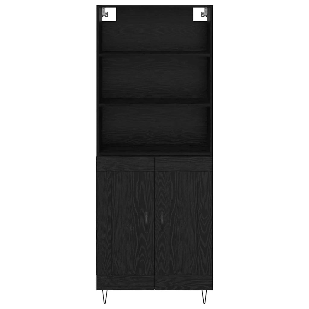 Credenza con cassetto 2 pcs Rovere Nero Legno multistrato