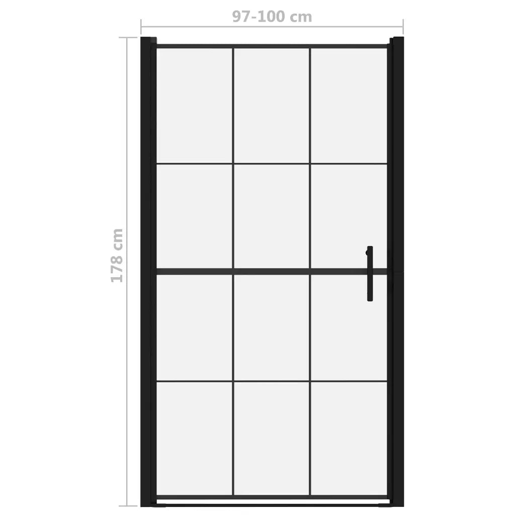 Porta per Doccia in Vetro Temperato 100x178 cm Nera CFW9029896