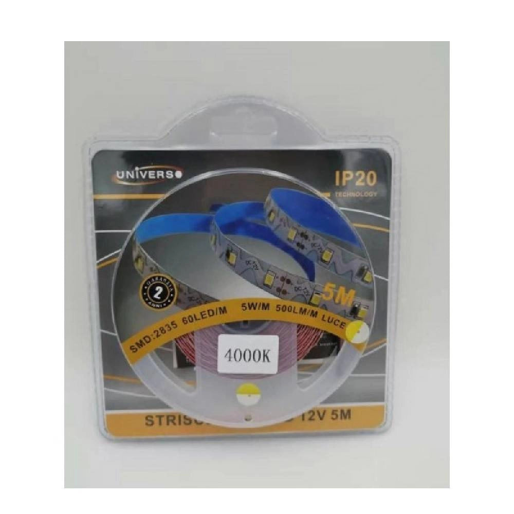 Trade Shop - Striscia Flessibile Strip Led Modellabile 5mt Smd 2835 Vari Toni Luce 2835-12v-s - -bianco Naturale      -