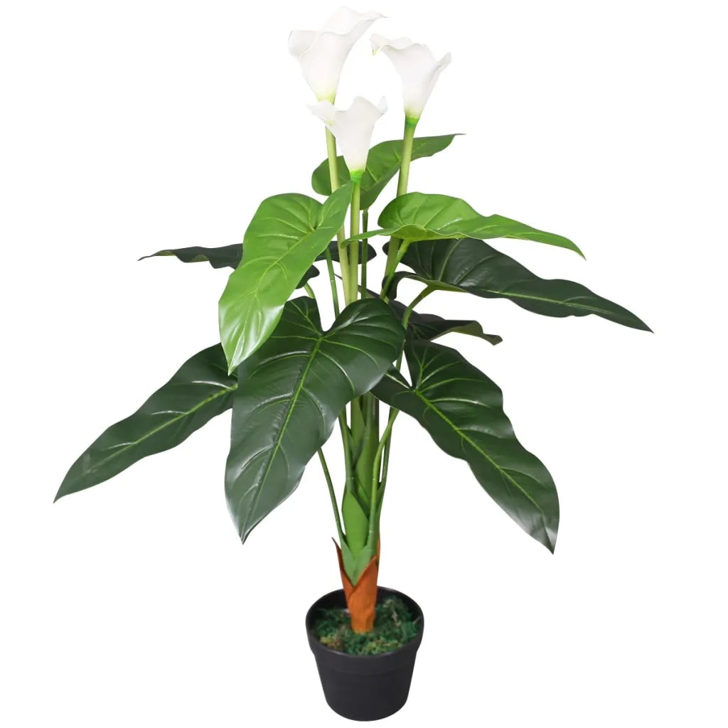 Calla Lily Artificiale con Vaso 85 cm Bianco 244445
