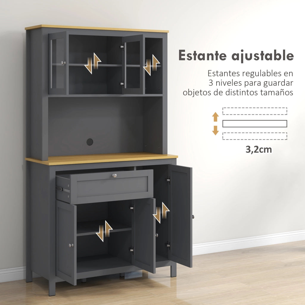 Armadio Cucina con Ante e Ripiani ¨C Zephmum ¨C Grigio 100x40x180 cm