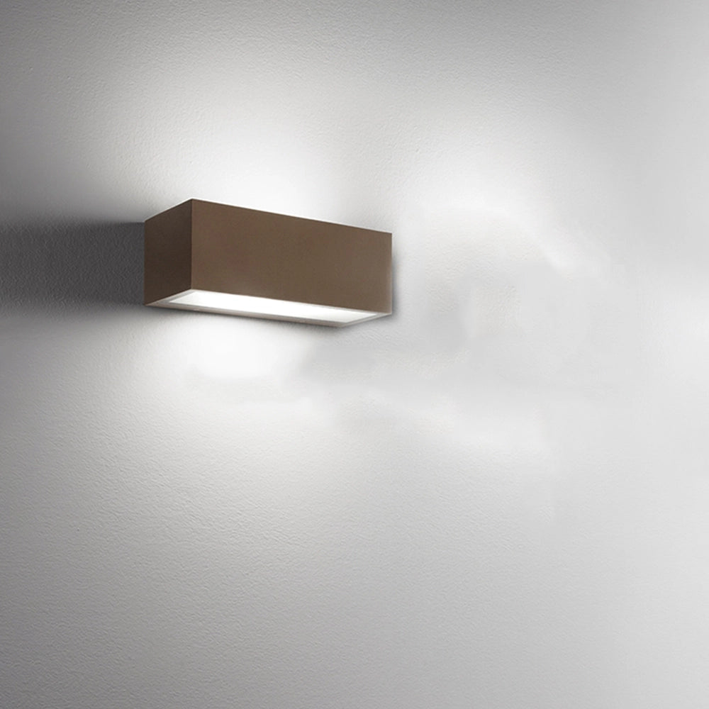 Applique Da Esterno Moderna Step Alluminio Ruggine Vetro 2 Luci E27