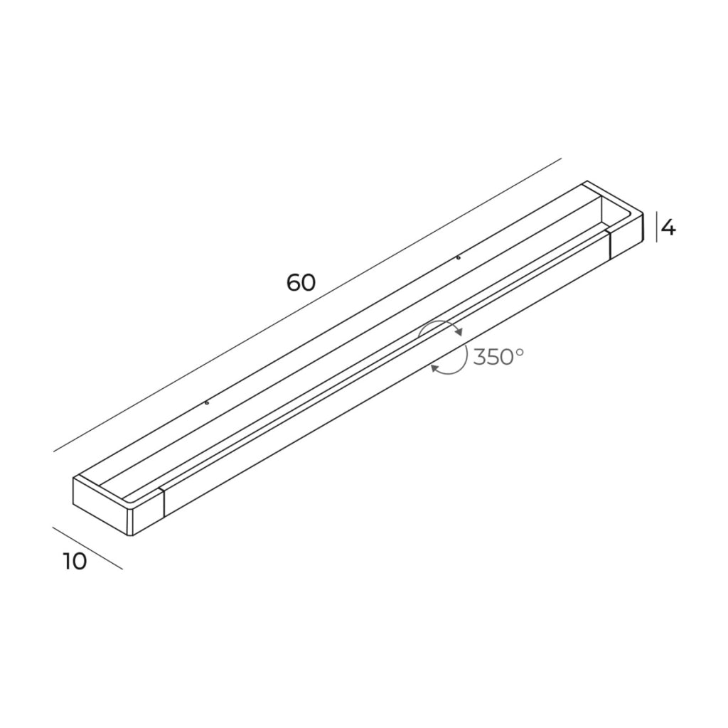 Applique Maxlight FLINK nera 60cm LED 18W IP44 3000K