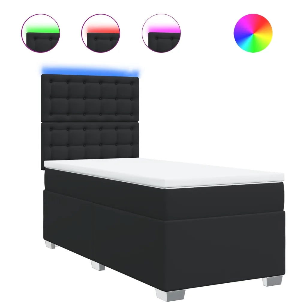 vidaXL Giroletto a Molle con Materasso Nero 90x200 cm in Similpelle