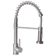 Rubinetto da cucina moderno rubinetto miscelatore a spruzzo estraibile bobina a molla in acciaio inox finitura opaca bocca girevole argento