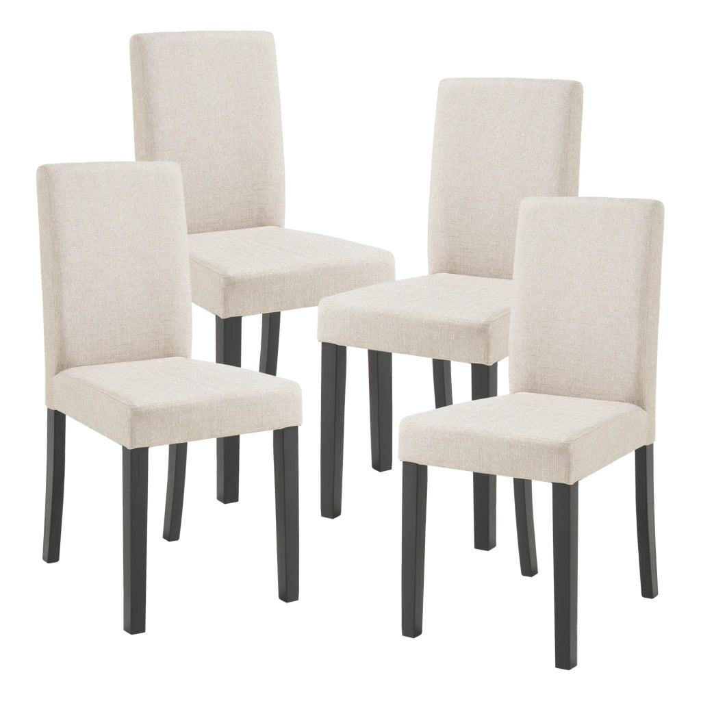 Set Hamburg di 4 Sedie Imbottite da Sala con Rivestimento in Tessuto Beige [en.casa]