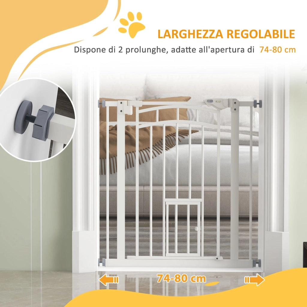 Cancellino per Cani taglia Piccola e Media 74-80x76 cm in Acciaio e PA Bianco
