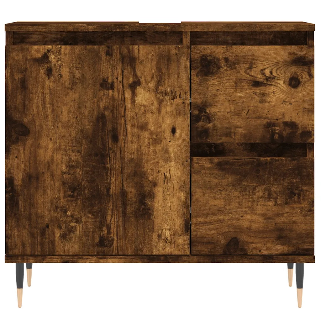Armadietto Bagno Rovere Fumo 65x33x60 cm in Legno Multistrato 831601