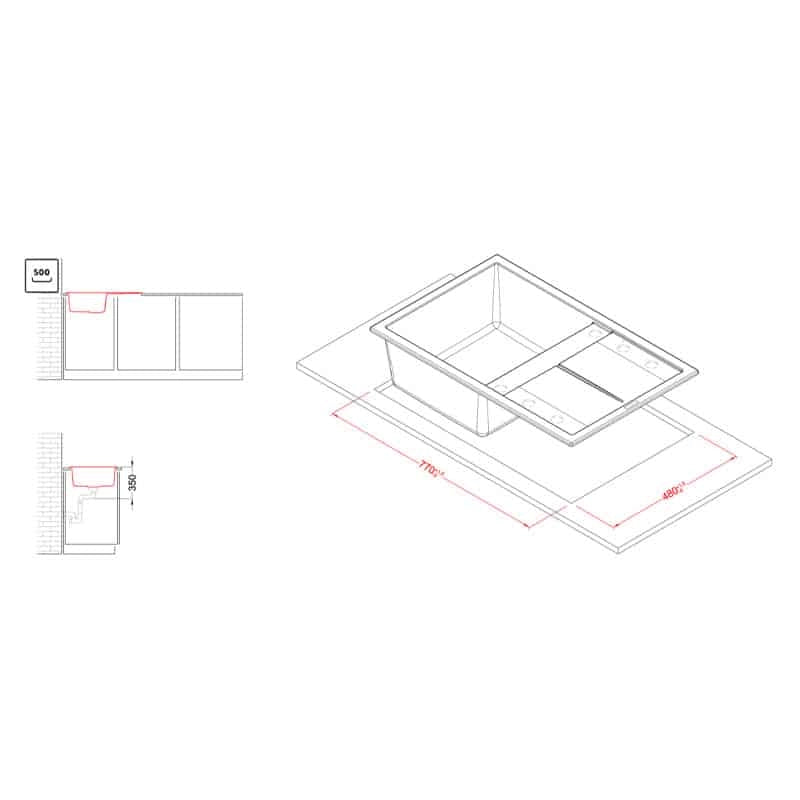 Lavello Elleci Incasso 1 vasca 79x50 Unico 300 Keratek Plus Bianco White Assoluto LKU30096