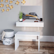 Panca, Bianco, 70 cm per tavolo da toeletta, da utilizzare come seduta stabile per il tavolo da trucco