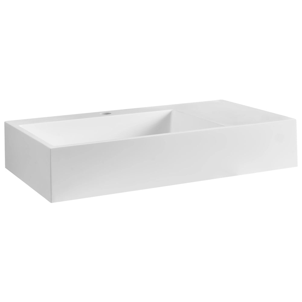 Lavabo bagno rettangolare in ceramica bianco 75 x 43 cm Lavello da bagno rettangolare