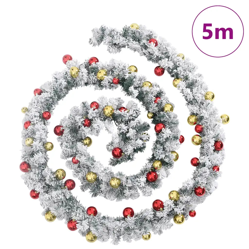 Ghirlanda di Natale con Palline e Luci LED Verde 5 m PVC 4019672