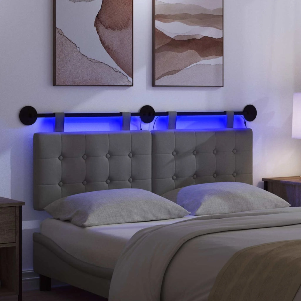 Testiera sospesa Con luce LED Grigio Scuro Tessuto