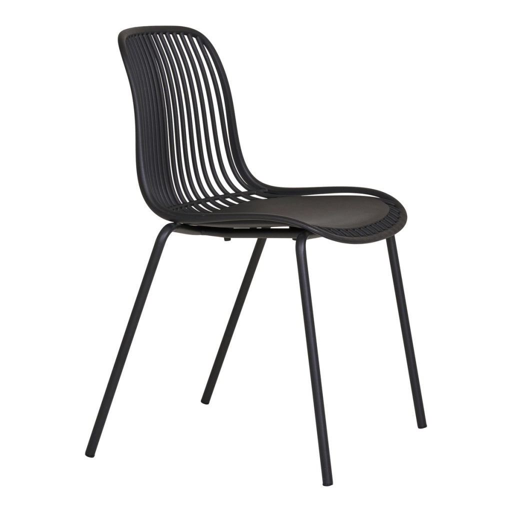 Set di 4 Sedie da Giardino Branson, Nero, Plastica, 55x46,5x82 cm