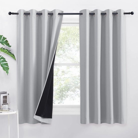 Veliature a Tappeti 100% Verdusterizzazione - Tappeti Preassemblati 2 Pezzi - 140x160cm - Adatto per Salotto/Camera da Letto - Argento Grigio - Isolamento della Luce
