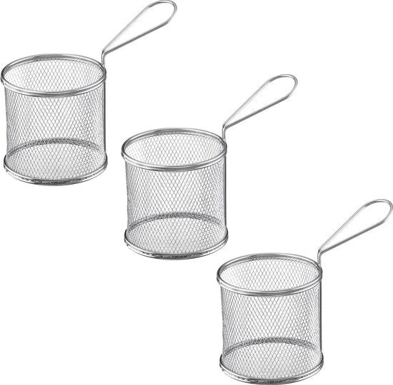Set di 3 Servirori in Acciaio Inossidabile a Rondi per Fritto, Snack e Tapas