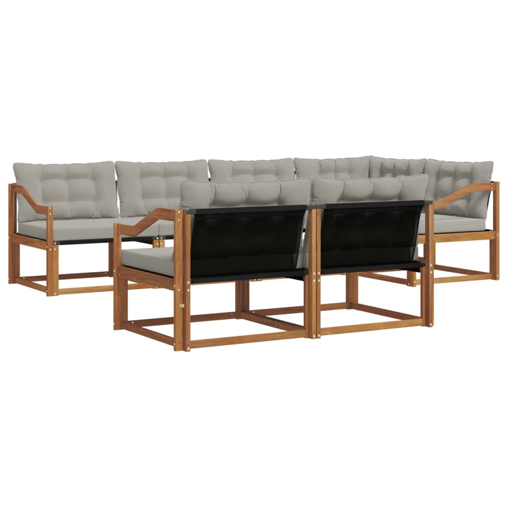 Set di divani da esterno 7 pcs Grigio Naturale e Chiaro