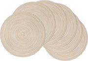 Set di Targhe Ronde Tessute a 6 pezzi, 38cm Targhe Ronde di Cotone Resistenti al Calore Targhe Antiscivolo Lavabili per Tavolo da Cucina (Beige)