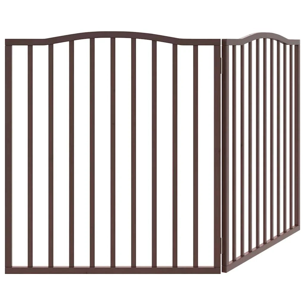 Cancelletto di sicurezza pieghevole per cani a 2 pannelli 160 cm legno di pioppo marrone 02_0023039