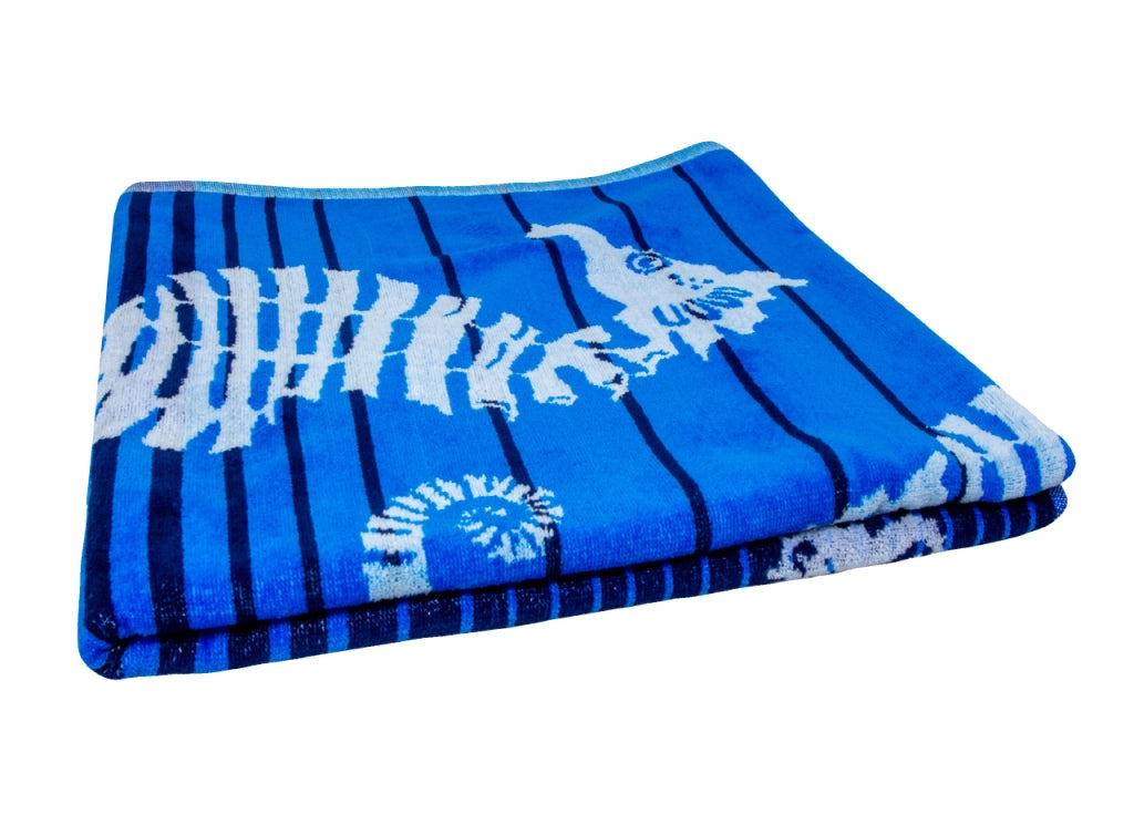 Telo Mare Jacquard Spugna Asciugamano Spiaggia Disegno Love Sea Horse - Telo Mare - Blu