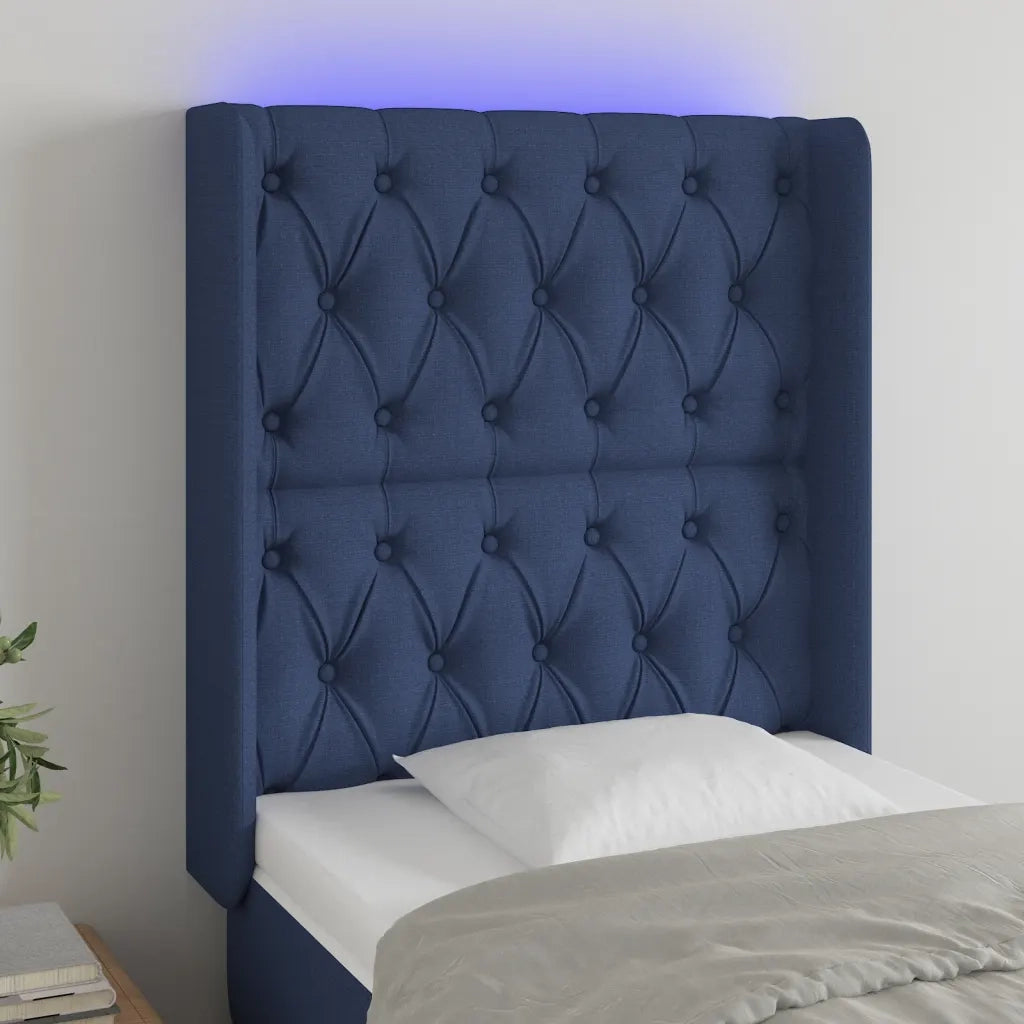 Testiera | Testata a LED Blu 83x16x118/128 cm in Tessuto